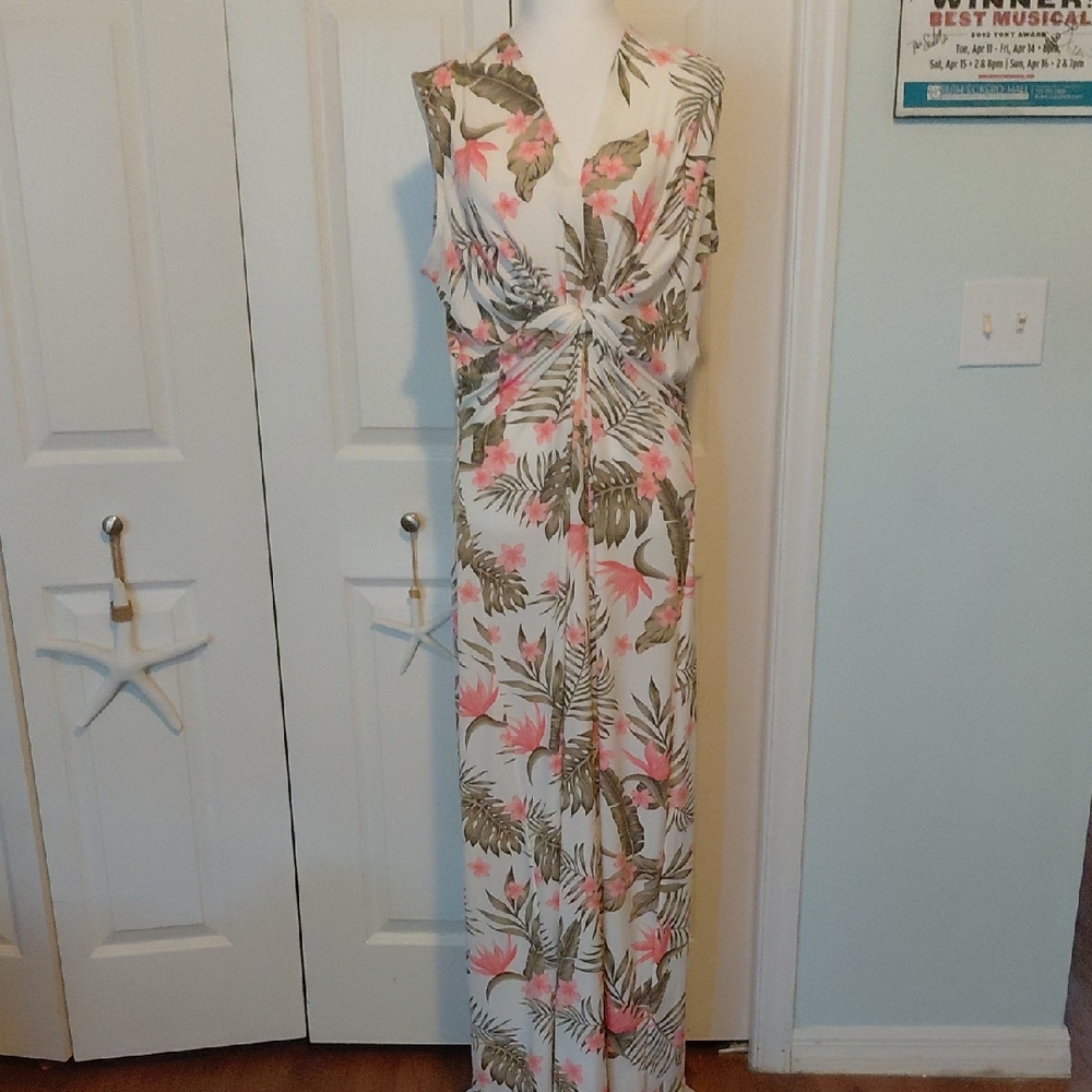IMAN Tropical Floral Dress - Pink and Green
